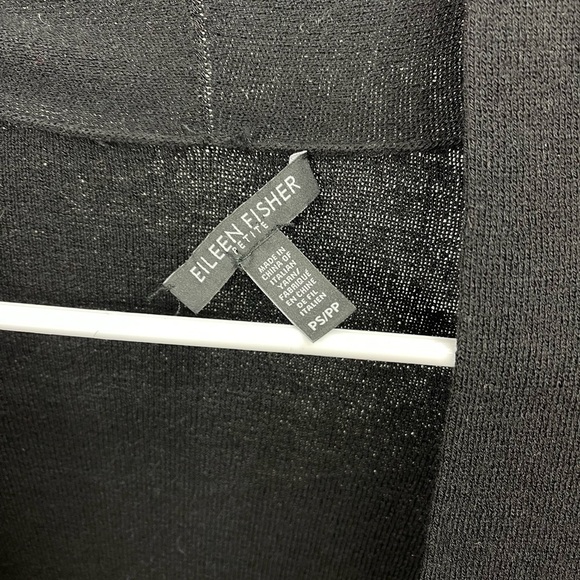 Eileen Fisher Size PS Small 100% Wool Knit Open Front Cardigan Sweater Black - Picture 3 of 6